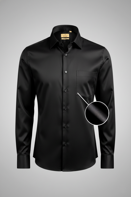 Men’s Black Lycra Satin Slim Fit Shirt