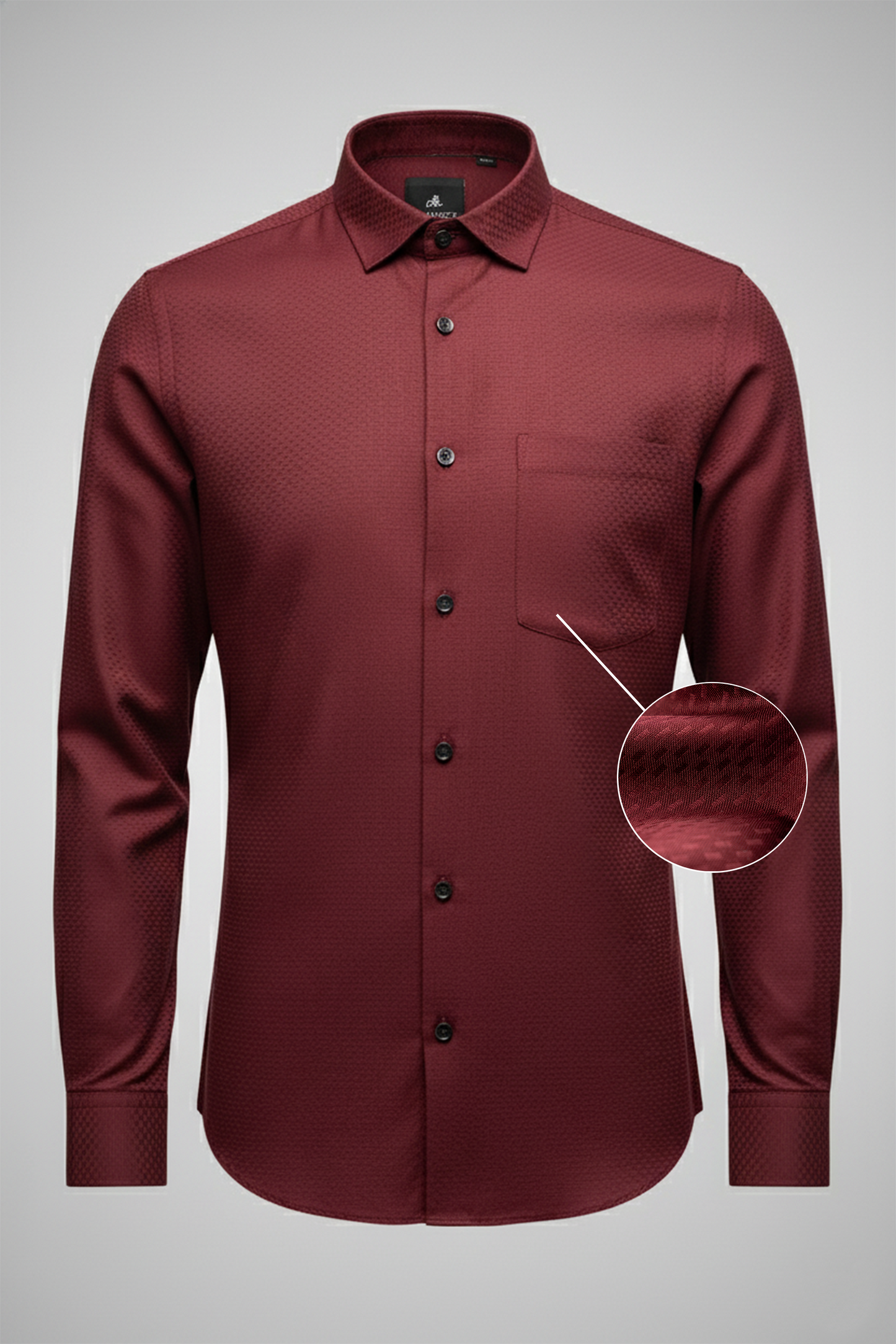 Men’s Maroon Dobby Textured Satin Slim Fit Shirt