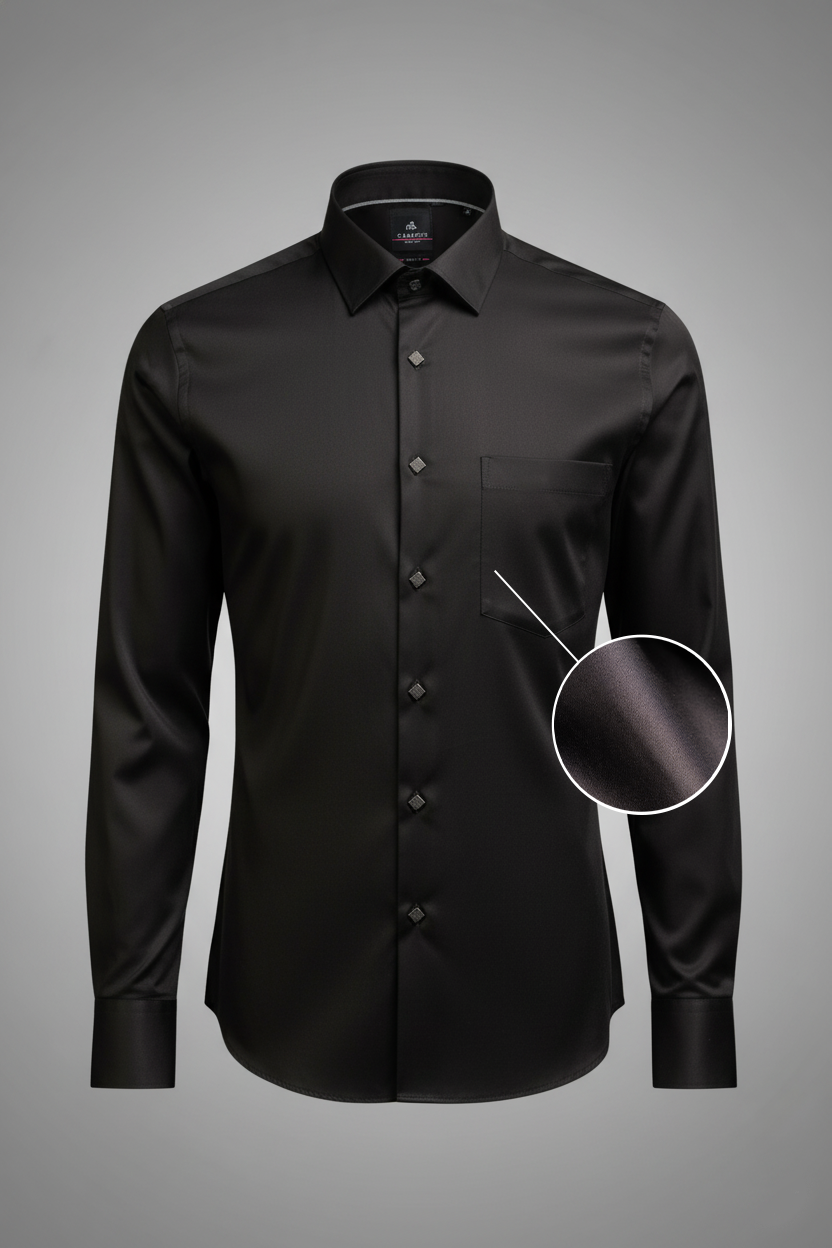Men’s Black Satin Slim Fit Shirt