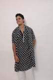 Men's Black Tie-Dye Rayon Kurta Set with Sequins & Mirror Work Dupatta