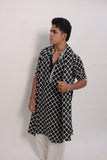 Men's Black Tie-Dye Rayon Kurta Set with Sequins & Mirror Work Dupatta