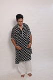 Men's Black Tie-Dye Rayon Kurta Set with Sequins & Mirror Work Dupatta