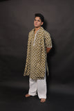 Men's Olive Tie-Dye Rayon Kurta Set with Sequins & Mirror Work Dupatta