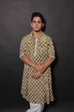 Men's Olive Tie-Dye Rayon Kurta Set with Sequins & Mirror Work Dupatta