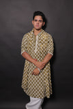 Men's Olive Tie-Dye Rayon Kurta Set with Sequins & Mirror Work Dupatta