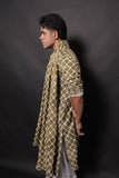 Men's Olive Tie-Dye Rayon Kurta Set with Sequins & Mirror Work Dupatta