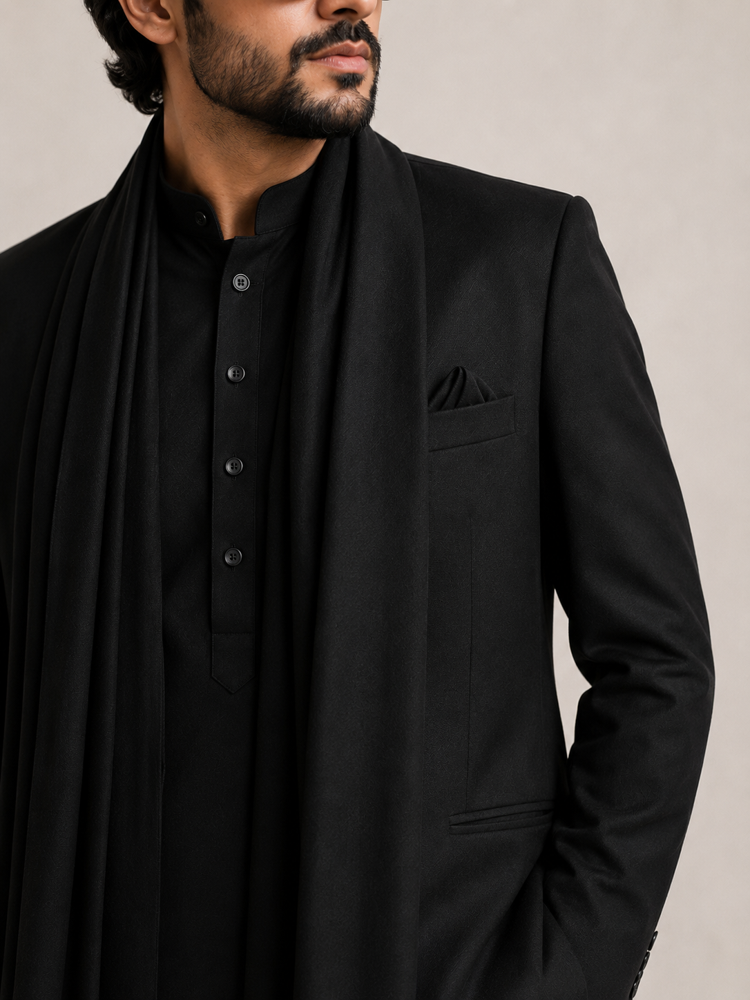 Black Armani Imported Party Kurta