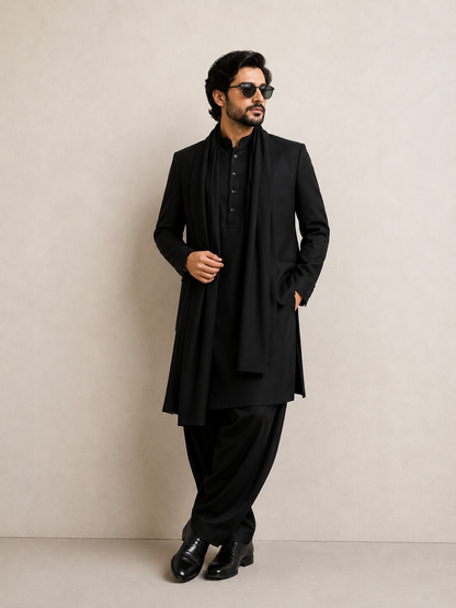 Black Armani Imported Party Kurta