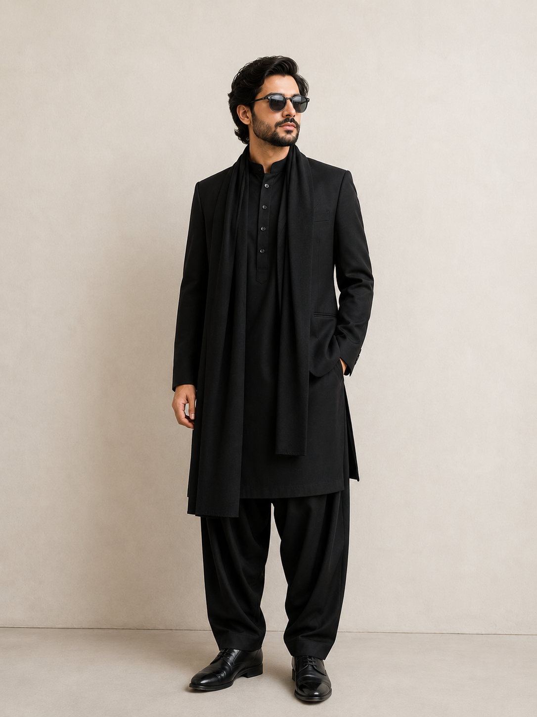 Black Armani Imported Party Kurta