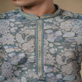 Blue Chinnon Floral Print kurta Set