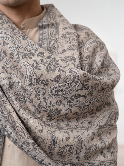 Tusser and Black Pashmina Jacquard Dupatta