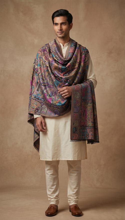 Multicolour Pashmina Jacquard Dupatta