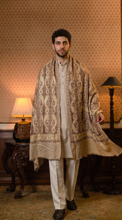 Multicolour Pashmina Jacquard Dupatta with Embroidery