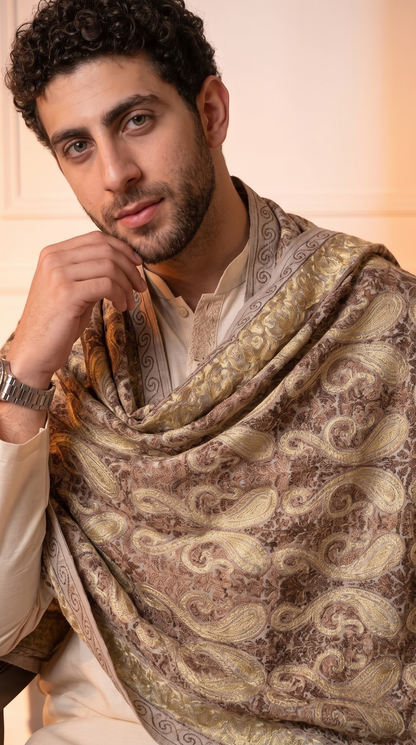 Multicolour Pashmina Jacquard Dupatta with Embroidery