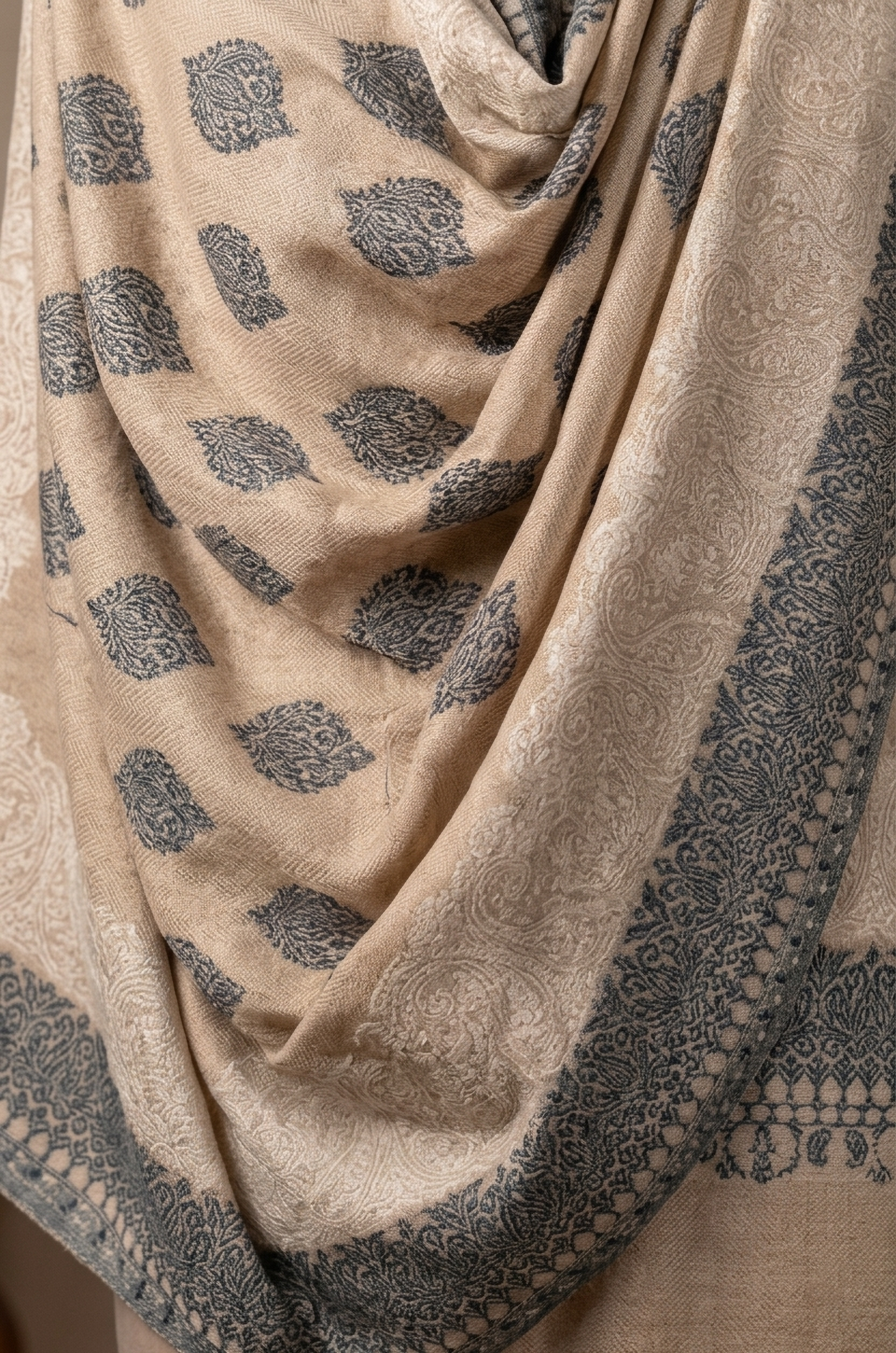 Tusser and Black Pashmina Jacquard Dupatta