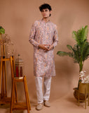 Dusky Pink Sequins Threadwork Embroidery Kurta Set