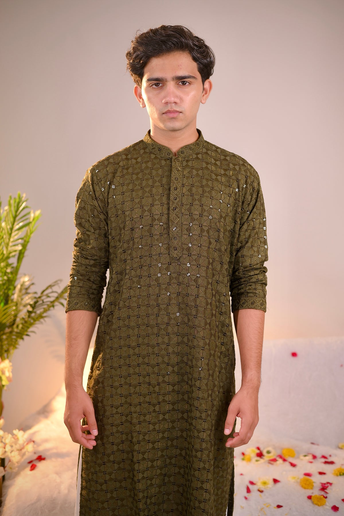 Mehandi Rayon Kurta Set