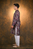 Wine Cotton Kurta Set