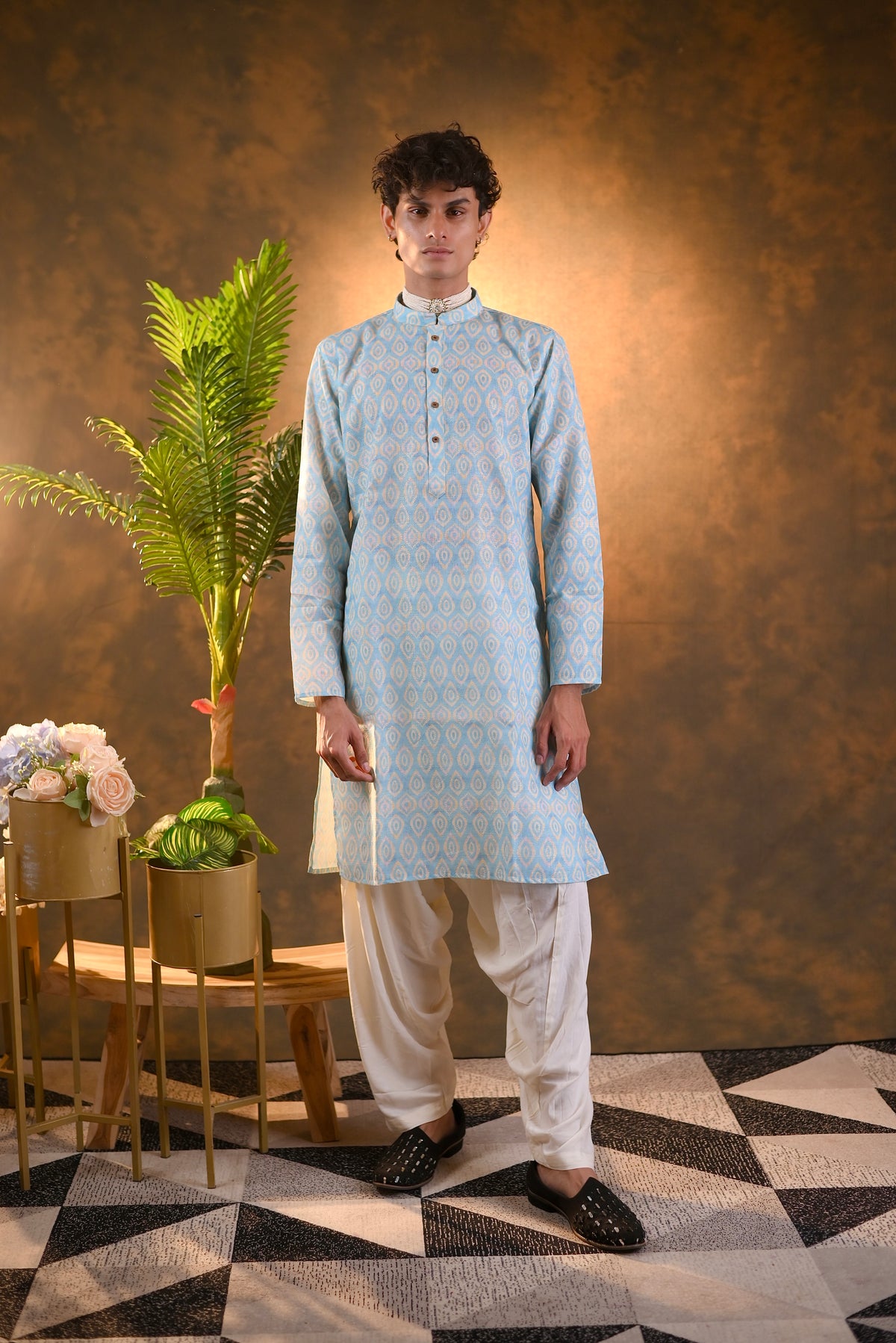 Light Blue Cotton Kurta Set