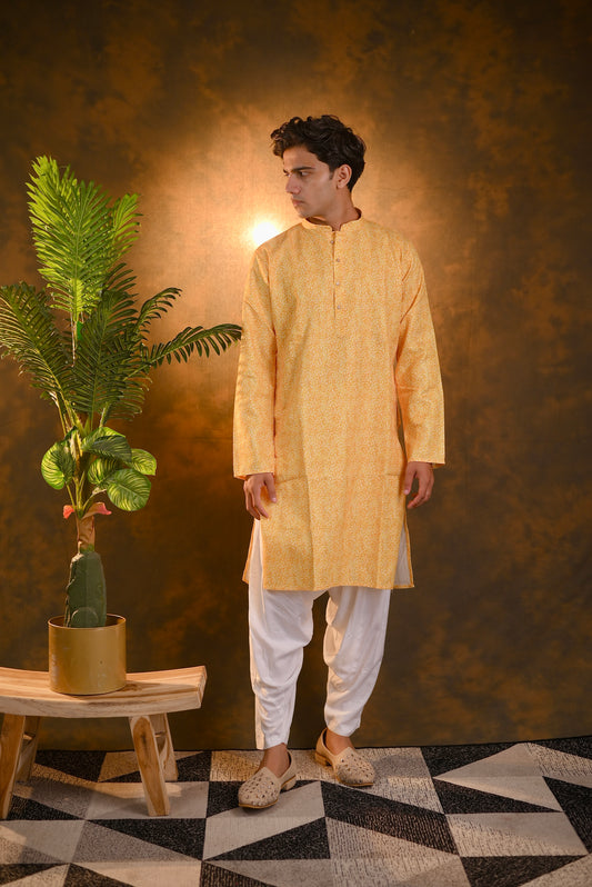 Yellow Silk Kurta Set