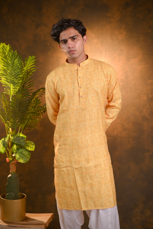 Yellow Silk Kurta Set