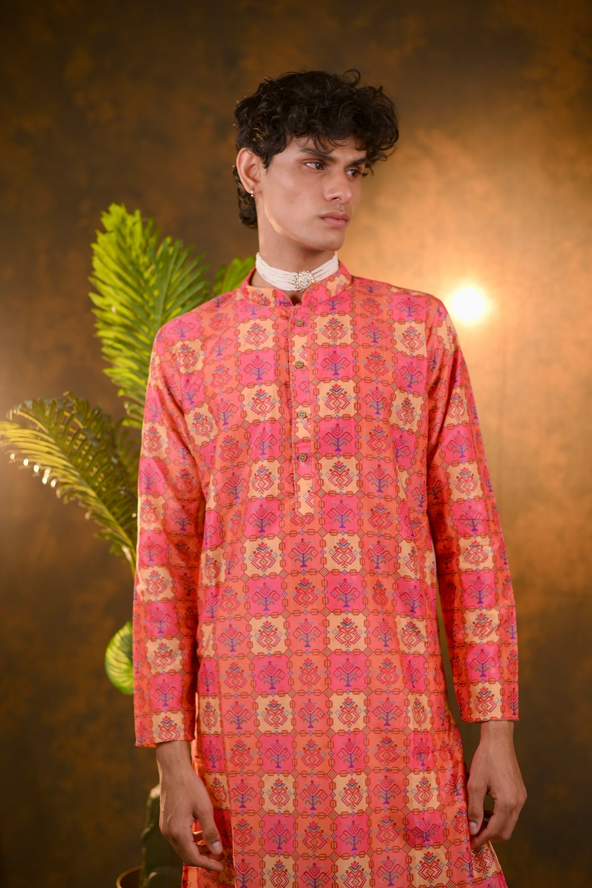 Peach Cotton Kurta Set