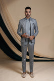 Carolina Blue Silk Satin 3 Piece Jodhpuri Set