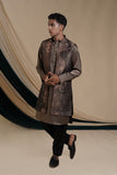 Brown Jacquard Jacket With Kurta Set