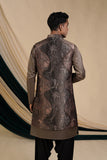 Brown Jacquard Jacket With Kurta Set