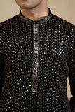 Black Georgette With Sequin And Multicolour Threadwork Embroidery Kurta Set