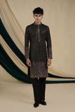 Black Georgette With Sequin And Multicolour Threadwork Embroidery Kurta Set