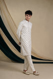 Off White Georgette With Mirror Work Kurta Set