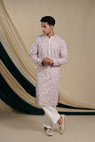 Pastel Pink Georgette With White Threadwork Embroidery Kurta Set