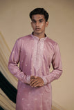 Onion Pink Rayon With Threadwork Embroidery Kurta Set