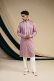 Onion Pink Rayon With Threadwork Embroidery Kurta Set