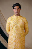 Yellow Jacquard With Gold Zari Butti print