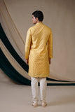 Yellow Jacquard With Gold Zari Butti print