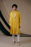 Yellow Pure Tussar Silk Kurta Set With Dupatta