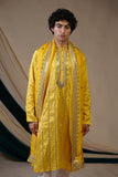 Yellow Pure Tussar Silk Kurta Set With Dupatta