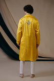 Yellow Pure Tussar Silk Kurta Set With Dupatta