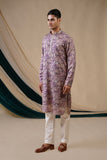 Lilac Chinnon Golden Zari Embroidery Kurta Set