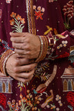 Maroon Georgette With Floral Multicolour Threadwork Kurta Set