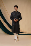 Black Silk With Black Threadwork  And Mirror Embroidery kurta Set