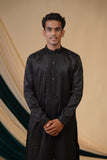 Black Silk With Black Threadwork  And Mirror Embroidery kurta Set