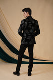 Black Elegant Ensemble crafted on Black velvet with Grey Tuxedo Set