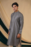 Grey Jacquard With Self Zari Butti  Print Kurta Set