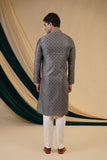 Grey Jacquard With Self Zari Butti  Print Kurta Set