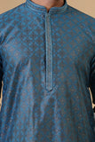 Blue Jacquard With Self Zari Butti  Print Kurta Set