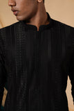 Black Sequins With Threadwork  Embroidery Kurta Set