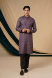 Purple Chinnon Black Zari Embroidery Kurta Set